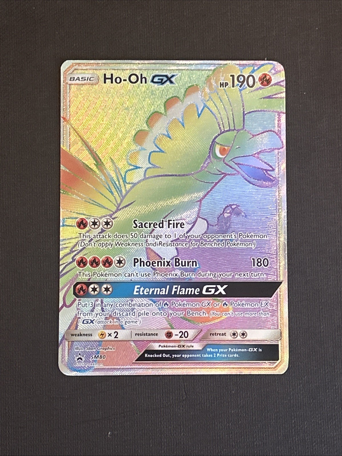 Ho-oh GX Full Art Ultra Rare Rainbow NM SM80 Pokemon TCG Black Star Promo