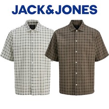 Jack & Jones Mens Cotton Shirt Short Sleeve Loose Fit Casual Summer Top S-2XL