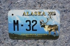 2002 Alaska Souvenir Motorcycle License Plate - Gold Creek Susitna