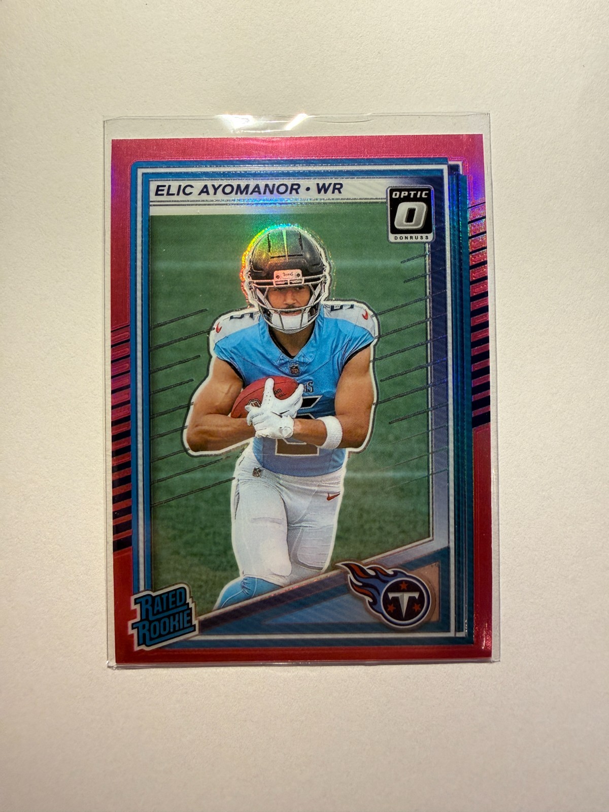 2025 Panini Donruss Optic - Rated Rookie Elic Ayomanor #235 Pink Prizm (RC)
