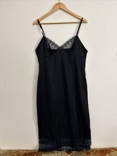 Charnos Vintage Full Black Slip Nylon Lace Size 16