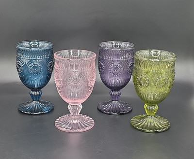 Set 4 Godinger Modern Vintage Florentine Ice Beverages Assorted Colors 7 oz