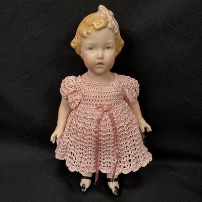 German Blonde Jointed Bisque Girl Doll 9 Inches Crochet Clothes