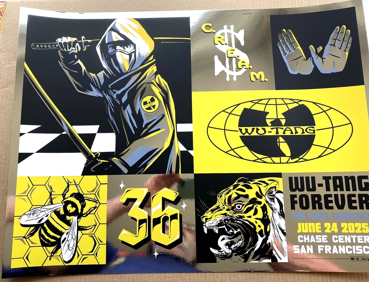 OFFICIAL WU-TANG CLAN SILVER FOIL AE SIGNED POSTER San Francisco