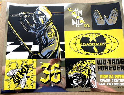 OFFICIAL WU-TANG CLAN SILVER FOIL AE SIGNED POSTER San Francisco