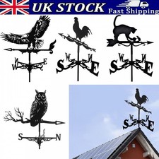 Black Metal Weather Vane Wind Indicator Weathercock Garden Shed House Decoration