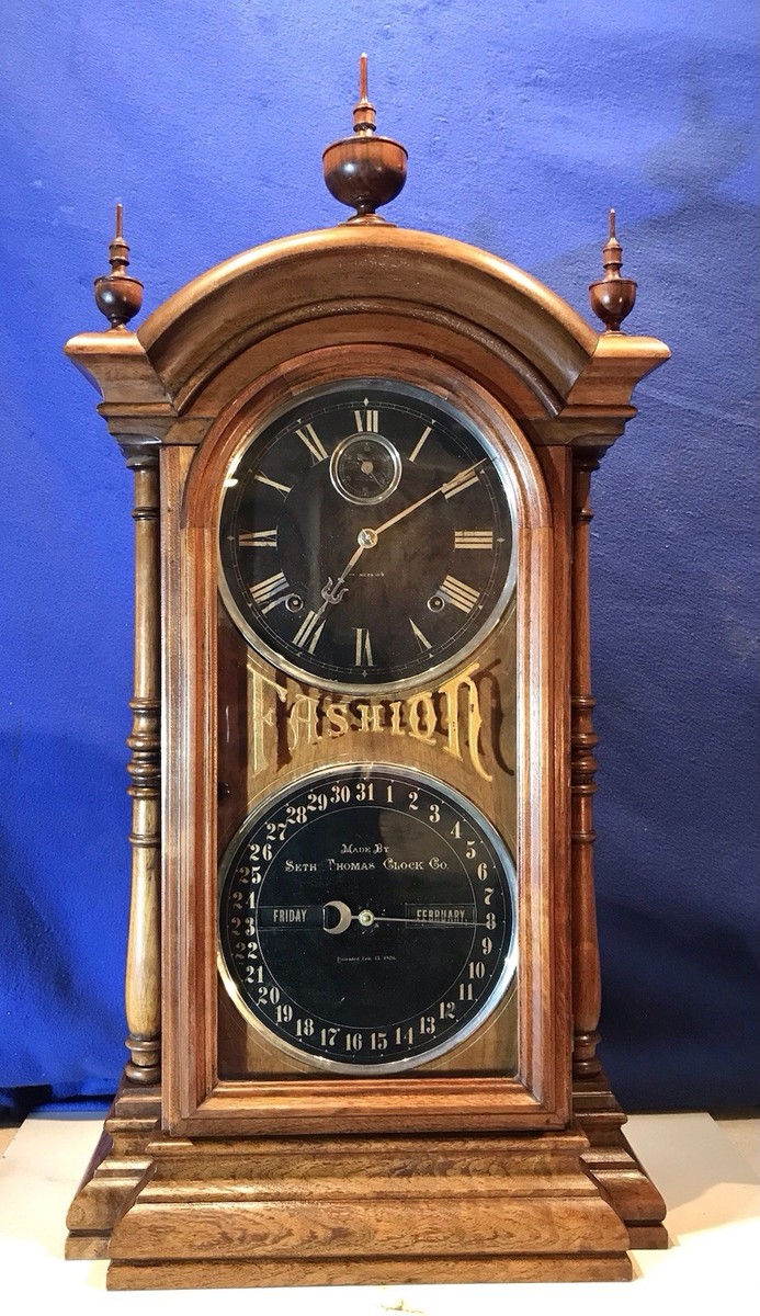 カレンダー時計【アンティーク】２つセット 1876 ANTIQUE USA SETH THOMAS FASHION.STRIKES CALENDAR BLACK DOUBLE