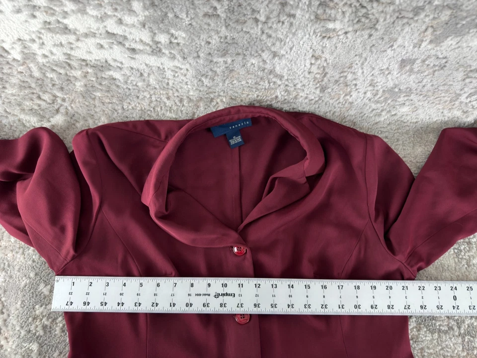 Sobretudo Venezia tamanho 16 trincheira entalhada botão entalhado borgonha manga longa - Imagem 4 de 4