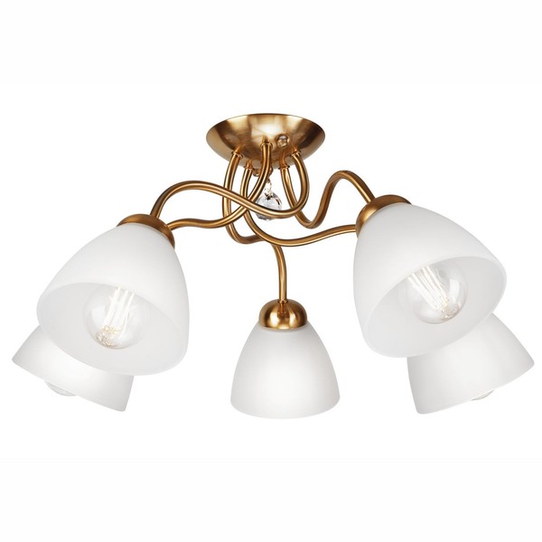Deckenlampe Wohnzimmer Metall Glas Blendarm B:60 Cm 5-Flammig Deckenleuchte E27-image