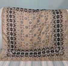 Vintage 33" Square Semi Sheer Silk Brown Floral Scarf Hand Rolled Hem