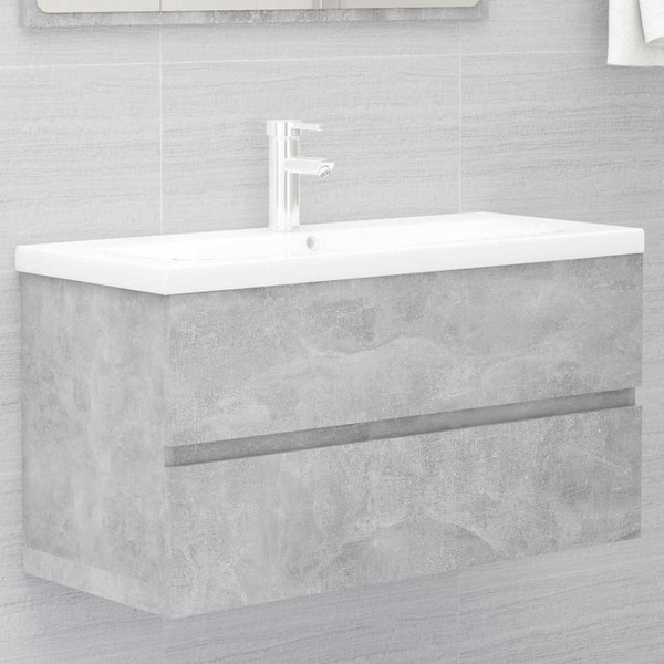 Waschbeckenunterschrank Betongrau 90X38,5X45 Cm Holzwerkstoff-image