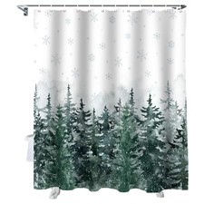 Christmas Shower Curtain Pine Tree Forest Shower Curtains for Bathroom Decor ...