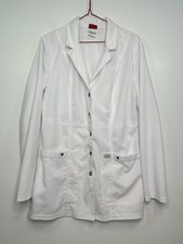 Dickies Women  s White Lab Coat Size Small S  Button Front Medical Scrub Jacket