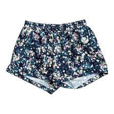 Old Navy Athletic Shorts Girls L 10-12 Blue Floral Go Dry Lined Drawstring Gym