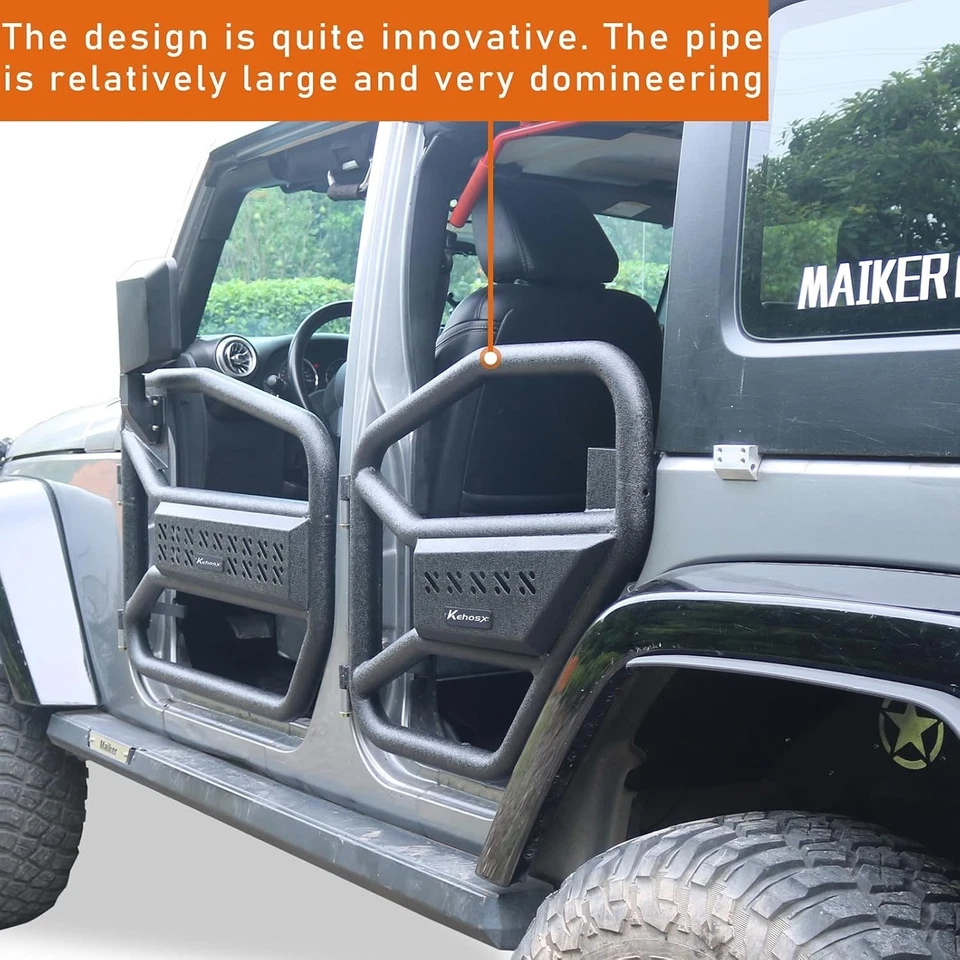 Rear Tube Doors for Jeep Wrangler JK 2007-2018 Heavy-Duty Off-Road Steel Set Foto 3 de 4