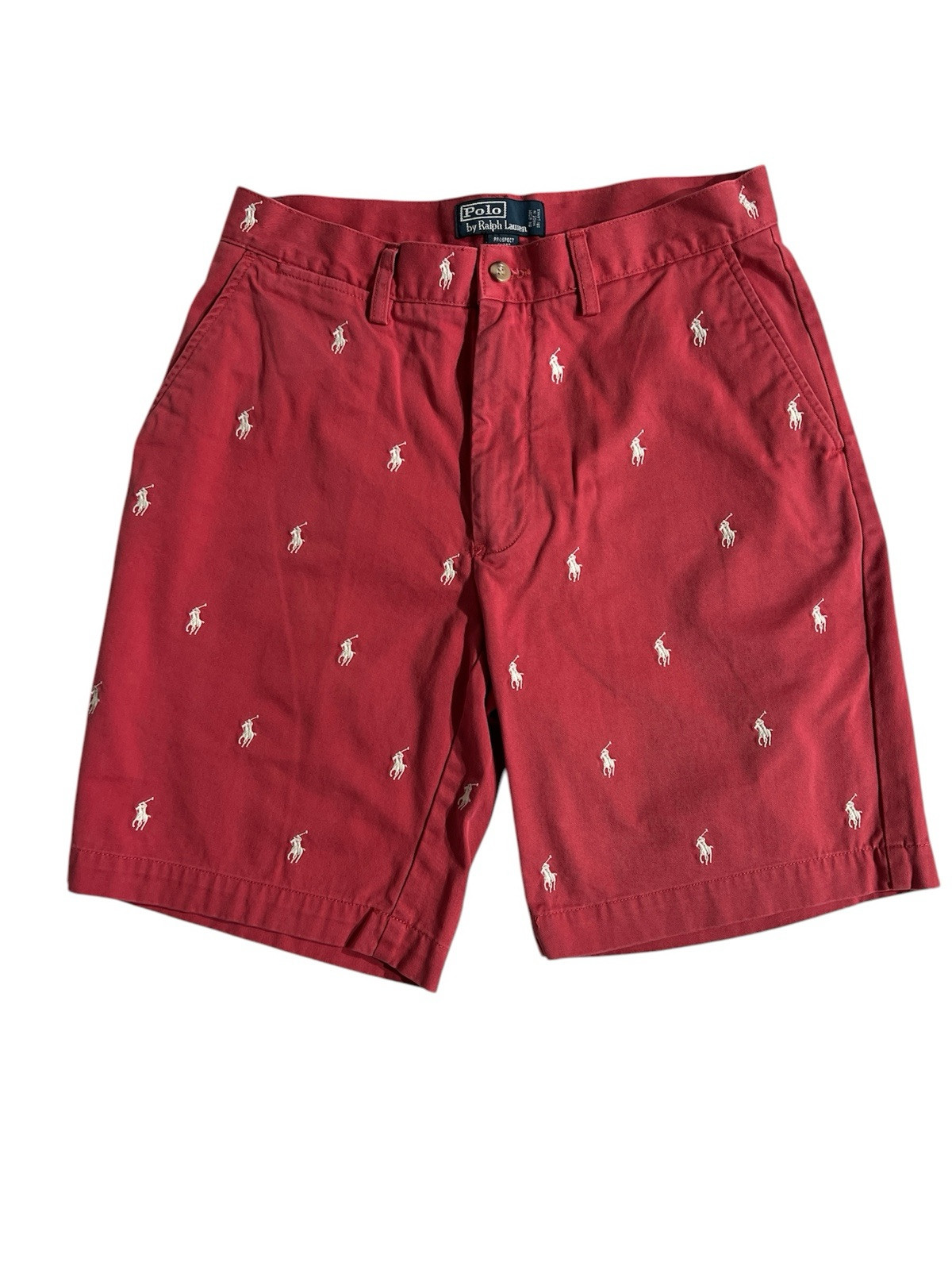 Polo Ralph Lauren Prospect Shorts Red Men Size 32  All Over Pony Embroidery AOP