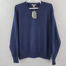 Daniel Cremieux  100% Cashmere Sweater Mens 2XL XXL Blue V Neck Pullover *Read