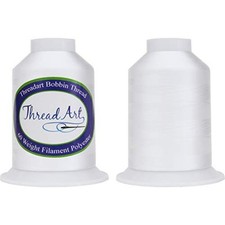 Threadart Bobbin Thread - 60wt White - Two Huge Spools of 5000 Meters - White 