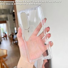 For Samsung Z Fold6/Fold7/5/4/3 Clear Rugged Case Shockproof Cover Hinge Protect