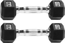 Rubber Encased Hex Dumbbell, Multiple Sizes