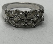 Vintage Sterling Silver /925 Cubic Zirconia Cluster Ring Size 8