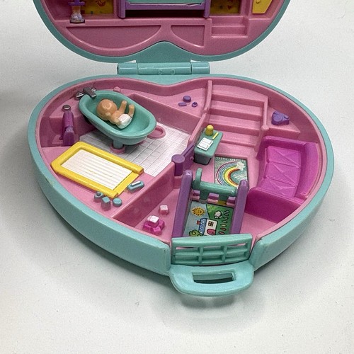 Vintage 1994 Polly Pocket Babytime Fun Blue Heart komplett 1 Puppe Mama & 2 Babys - Bild 5 von 13