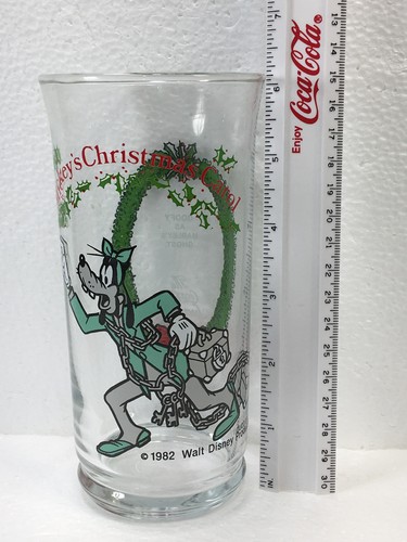 VINTAGE 1982 DISNEY MICKEY'S CHRISTMAS CAROL "GOOFY AS MARLEYS GHOST" GLASS - Picture 7 of 8