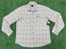 New Brixton Bowery Heavy Weight Flannel Shirt Size Large Authentic Gray Men Tee