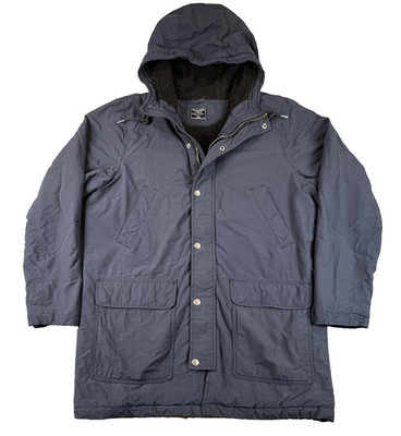 Vintage Abercrombie Fitch Jacket Mens 2XL Blue Parka Sherpa Lined Coat Y2K Heavy