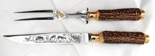 ANTON WINGEN TRANCHIERBESTECK Rostfrei Ziselierung 2-teilig Hirschhorn OVP - top