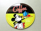 VINTAGE COFFEE MINNIE MOUSE 12" OIL PORCELAIN SERVICE GASOLINE STATION PUMP SIGN