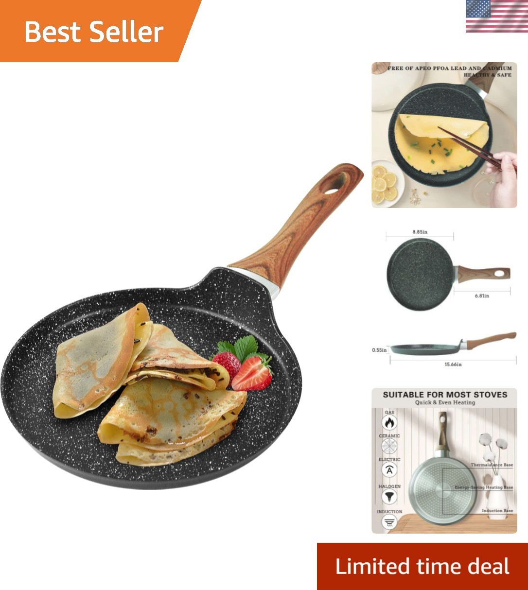 Nonstick Crepe Pan, 8.5 Inch Griddle Pan, Fry Pans For Cooking Eggs, Omelette...