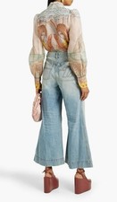 RARE ZIMMERMANN CROPPED FLARE JEANS  Z  STITCHED POCKET LIGHT DENIM FADE WASH 26