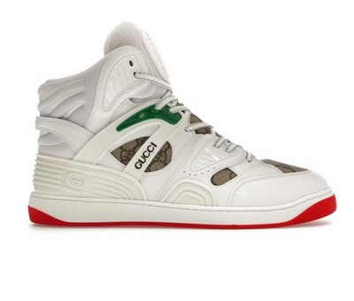NEW 100% Auth Gucci White Demetra GG Logo Basket Sneakers 673077 G 14 US 14.5