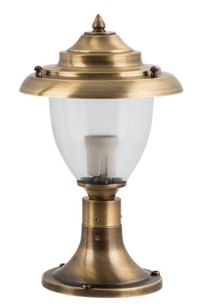 Sockelleuchte Messing Glas In Antik H:34Cm Maritim Grevena Garten Weg Leuchte-image