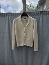 F&F Ivory White Collared Pure Cashmere Cardigan UK 14-16 VGC