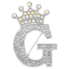 Letter Brooch Pins, Alphabet G Lapel Badges Pin, Silver Tone