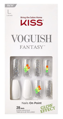 Kiss Voguish Fantasy Nails - Glow in Dark Effect, Size Long 28 Nails
