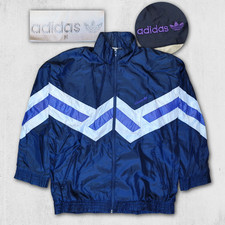 Adidas Vintage Windbreaker Track 90s Trefoil L Navy Blau YKK Retro