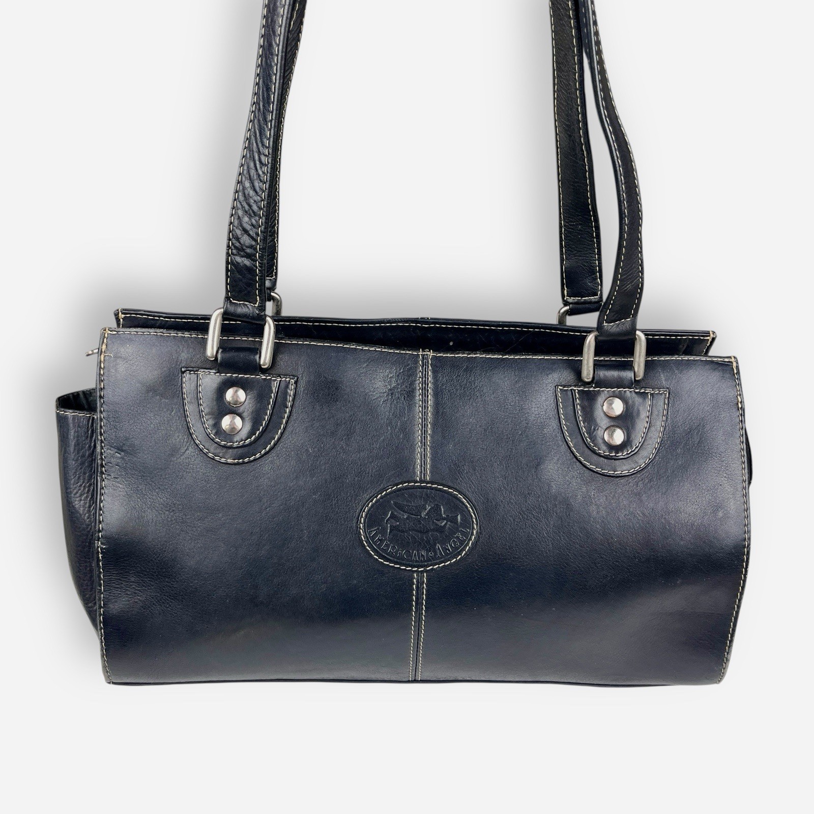 Vintage American Angel Black Leather Shoulder Bag 9107 Purse