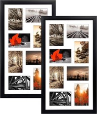 4X6 Black Collage Picture Frames Set of 2, 8 Openings Matted Collage Frame for 4