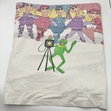 Vintage Lady Pepperell 1980 Muppets Twin Flat Sheet Kermit Camera Miss Piggy