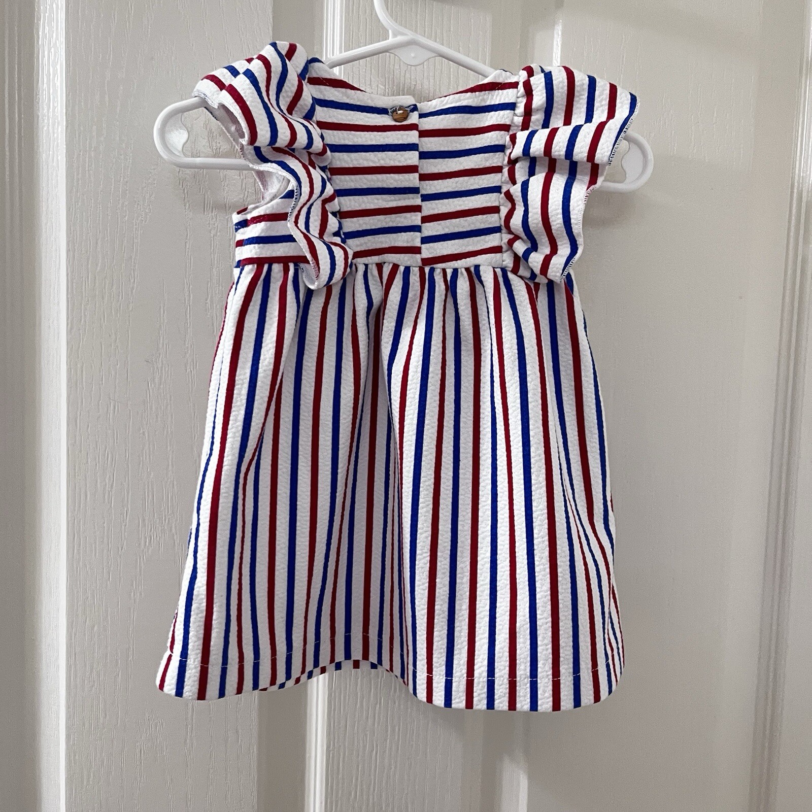 Zara Baby Girls Red White and Blue Striped Dress Flutter Sleeve Size 9-12 Months thumbnail 6