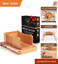 Foldable Bamboo Bread Cutter & Stainless Steel Knife - Compact Kitchen Gadget
