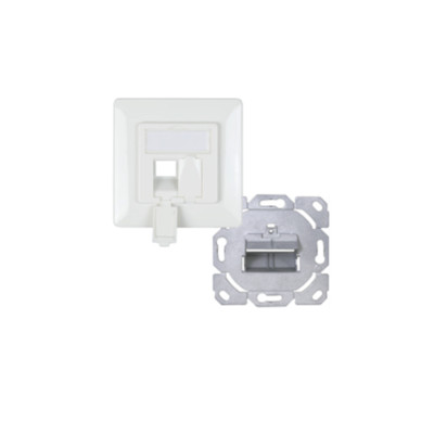 CAT6a Leerdose Rahmenset 2-fach Reinweiß für RJ45 Keystone Module 
