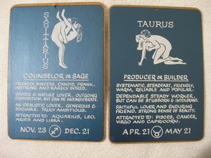 Sagittarius Taurus Wood Panel Plaque Astrology Wall Art Home Decor Ebay