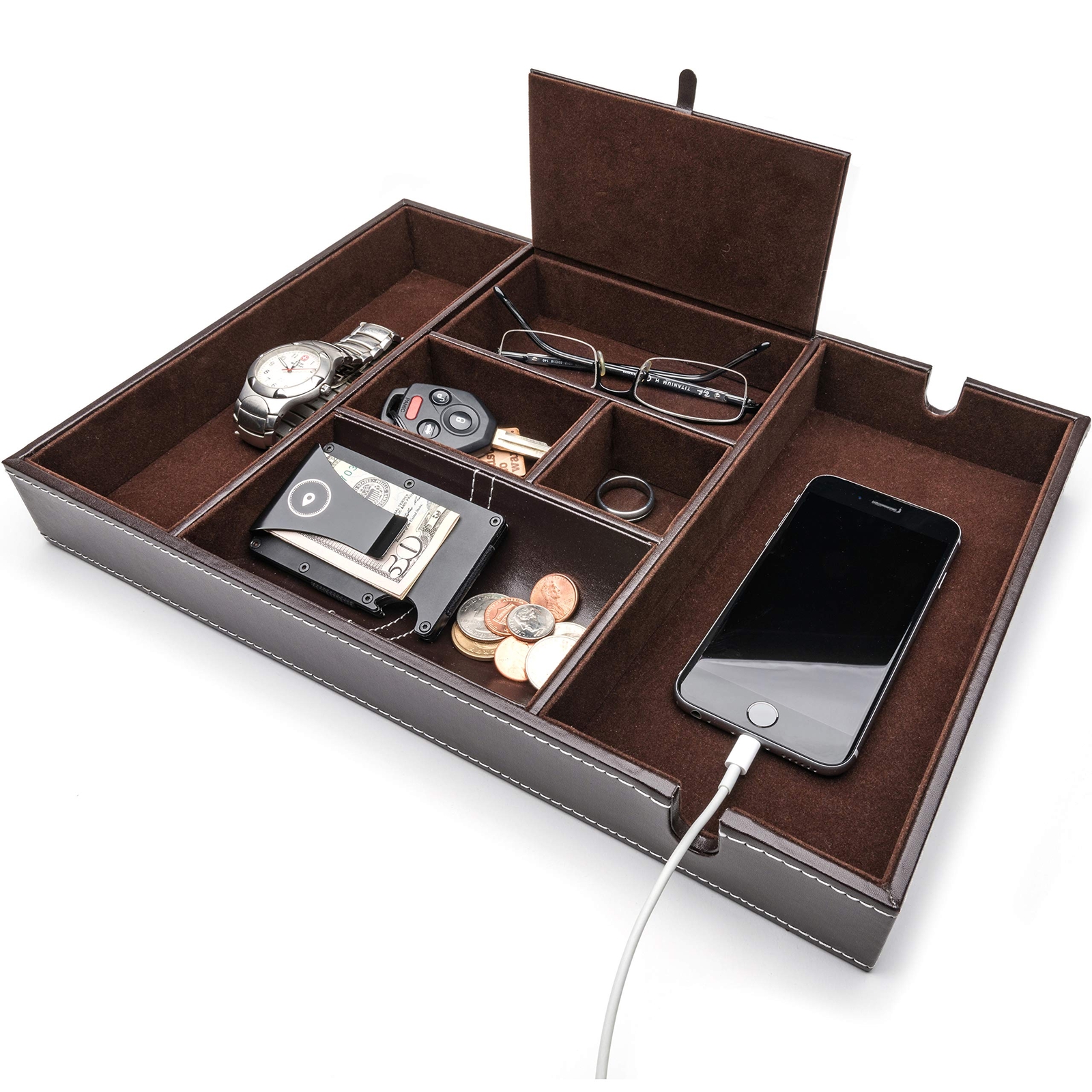 Men's and Women's Nightstand Valet Tray - EDC Organizer for Dresser Top-image