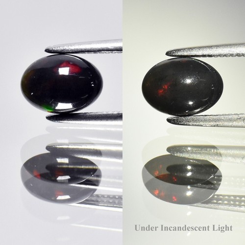 💎 0.52ct 7x5mm Oval Cabochon Natural Black Opal - Color Flash, Ethiopia Gem