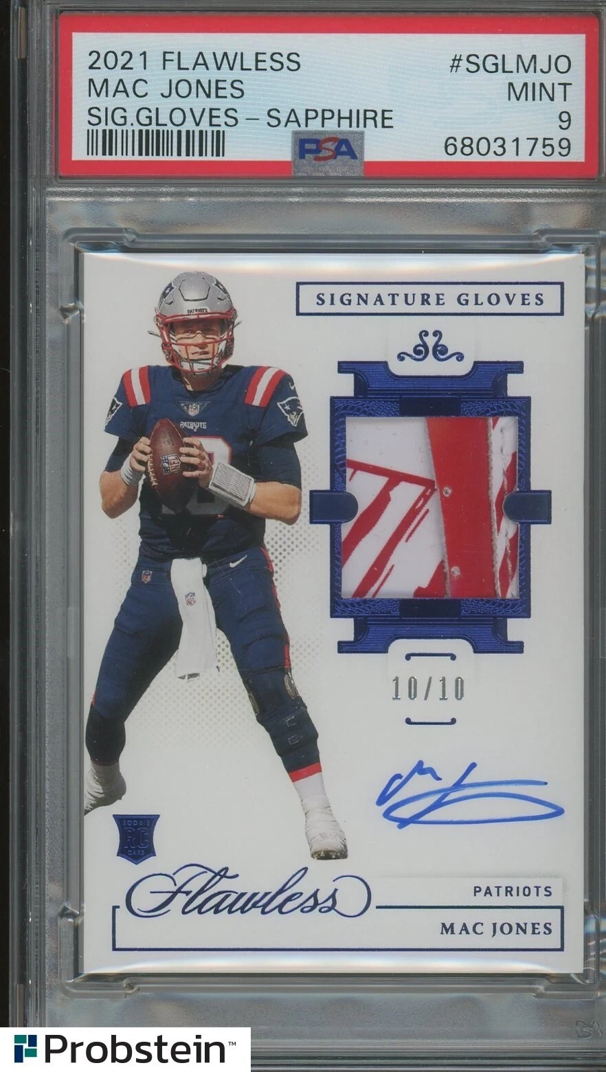 Mac Jones Panini Flawless Signature Gloves #SGLMJO Sapphire