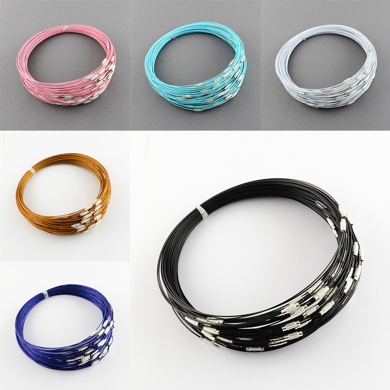 10x Stainless Steel Wire Necklace Cord For Jewelry Making with Brass